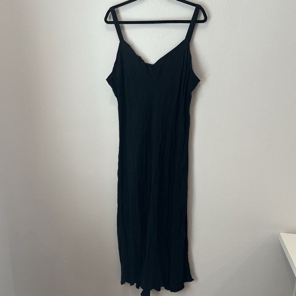 J. Crew Gwyneth V-Neck Slip Dress Cupro-Blend Plus Size 20 Midi Fit & Flare - Picture 2 of 8